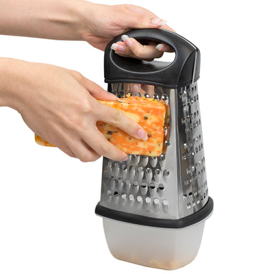 2 of 4:Home Basics 4 Sided Stainless Steel Cheese Grater with Storage Container 
