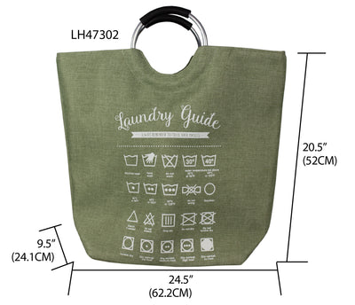 3 of 3:Panier à linge en toile Home Basics avec poignées souples, vert 
