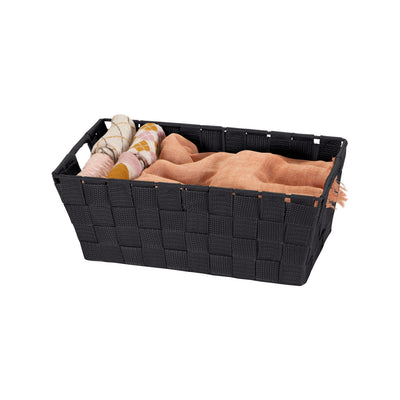 3 of 4:Simplify Small Woven Storage Shelf Bin in Black 
