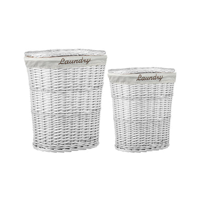 2 of 3:Home Basics  2 Piece  Wicker Hamper with Liner, White 