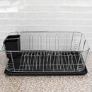 3 of 4:Home Basics 3 Piece  Chrome Plated Steel and Plastic Dish Rack, Black 