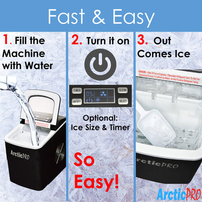 4 of 8:Machine à glaçons portable numérique Arctic-Pro, noire, pour deux tailles de glaçons 