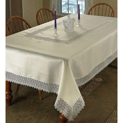 1 of 16:Nappe Treasure avec bordure en dentelle macramé 