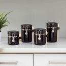 3 of 3:Ensemble de 4 boîtes en céramique Home Basics avec cuillère en bois, noir 