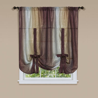 1 of 1:Rideau de fenêtre ombré à nouer 50 x 63 cm - Chocolat 
