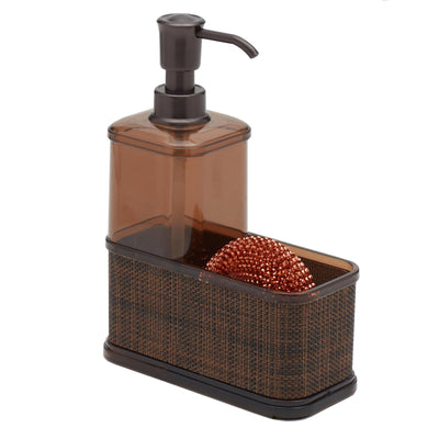1 of 4:Distributeur de savon Home Basics avec porte-éponge tressé, bronze, 530 ml 