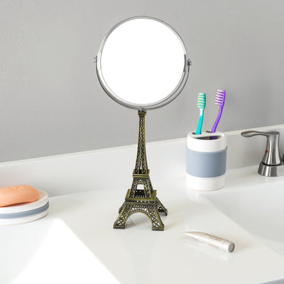 3 of 3:Home Basics Antique French Paris Eiffel Towel Double Sided Cosmetic Mirror, Bronze 