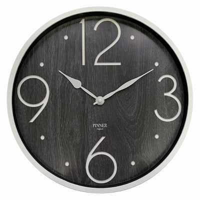 1 of 1:PREMIUS Modern Numeral Bold Round Analog Wall Clock, Wood Dark, 14 Inches 
