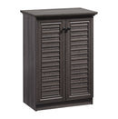 1 of 2:Home Basics 4 Tier Shoe Cabinet with Louvered Doors, Ash 