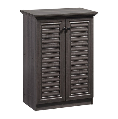 1 of 2:Home Basics 4 Tier Shoe Cabinet with Louvered Doors, Ash 