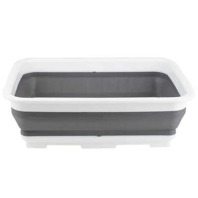 2 of 4:Home Basics Collapsible Silicone and Plastic Multi-Purpose Storage Washing Basin, Grey 