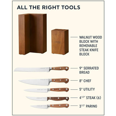 2 of 6:Ensemble de 12 couteaux forgés Chicago Cutlery, bloc de bois, couleur amande-argent 