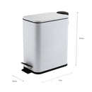 4 of 4:Simplify Slim Rectangular 5 Liter Pedal Trash Bin with Soft Close Lid in White 
