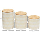 7 of 7:Home Basics Juego de recipientes de cerámica de 3 piezas con tapas de bambú, blanco diamante 