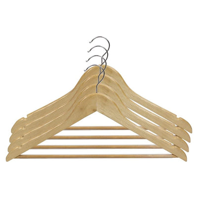 2 of 5:Home Basics Non-Slip 5 Pack Wood Hangers with Swivel Hook, Natural 