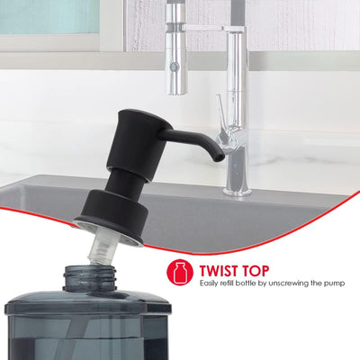 2 of 4:Distributeur de savon Home Basics avec porte-éponge tressé, noir, 530 ml 