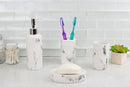 4 of 5:Home Basics Marble Ceramic 4 Piece Bath Accessory Set, White 
