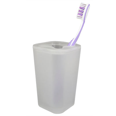 2 of 2:Home Basics Soporte para cepillos de dientes de plástico recubierto de goma esmerilado 