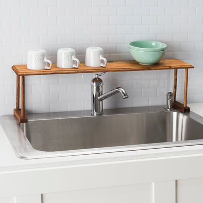 9 of 13:Home Basics Rustic Pine Over Sink Shelf, Wood, 30x6x8 Inches 