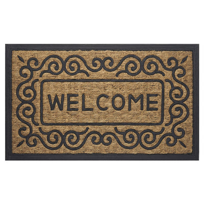 3 of 3:Paillasson Scrolls Design Welcome Coco, beige-noir, 18 x 30 