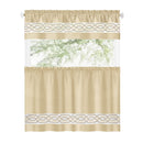 16 of 40:Paige Embroidered Kitchen Curtain and Valance Set, Tiers 55x36, Valance 55x13 Inches 
