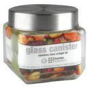 1 of 3:Home Basics Glass Square Canister with Steel Lid 