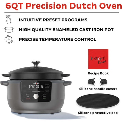 2 of 10:Instant Pot 6-Quart Precision Dutch Oven, 5-in-1 Functionality, Black, 11.4x10x11.2 Inches 