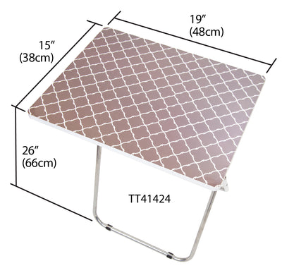 7 of 7:Table pliante polyvalente Home Basics, gris treillis, 38 x 48 x 64 cm 