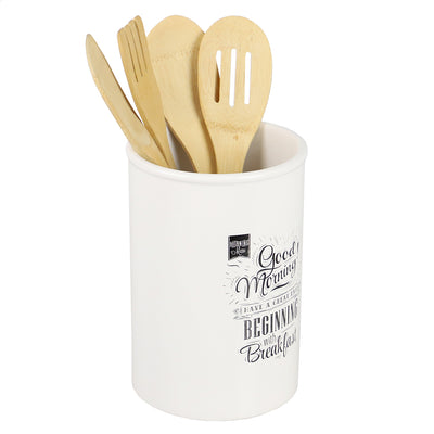 2 of 4:Home Basics Breakfast Ceramic Utensil Crock, White 