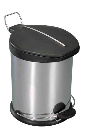 1 of 3:Home Basics 5 Liter Brushed Stainless Steel  with Plastic Top Waste Bin, Silver 