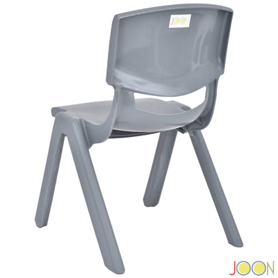 6 of 7:Chaises d'apprentissage empilables en plastique JOON pour enfants, gris foncé, 52,1 x 32,7 x 28 cm, lot de 2 (lot de 2) 