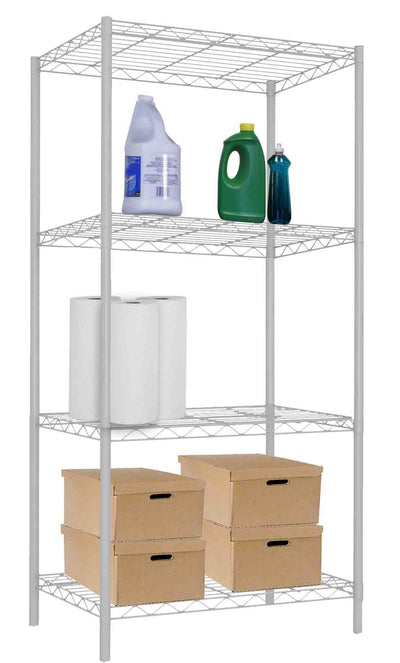 1 of 3:Home Basics 4 Tier Commercial Grade Steel Multi-Purpose Adjustable Wire Shelving Unit with 50 lb Weight Capacity Per Shelf, White 