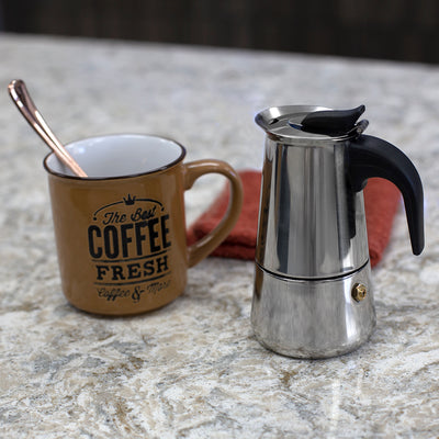 5 of 7:Home Basics2 Cup Demitasse Shot Stainless Steel Stovetop Espresso Maker, Silver 