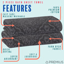 18 of 24:PREMIUS 2 Pack Damask 100% Cotton Yarn Dyed Bath Sheet Towel, 32x64 Inches 