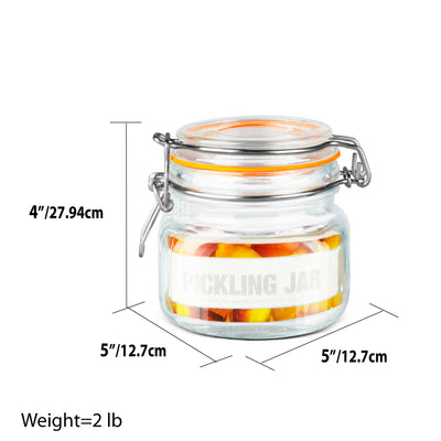5 of 5:Home Basics 14 oz. Glass Pickling Jar with Wire Bail Lid and Rubber Seal Gasket 