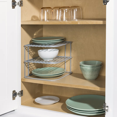 5 of 6:Home Basics Heavy Weight Vinyl Coated Steel Corner Shelf, Silver 
