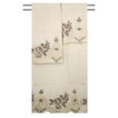 1 of 7:Mercury 3-Piece Floral Embroidered Cotton Decorative Bath Towel Set 