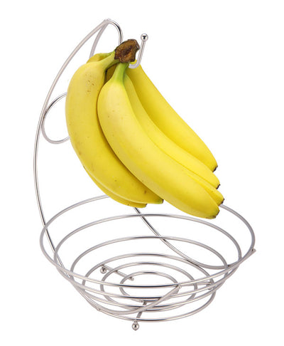 1 of 3:Home Basics Satin Nickel Fruit Bowl with Banana Tree 