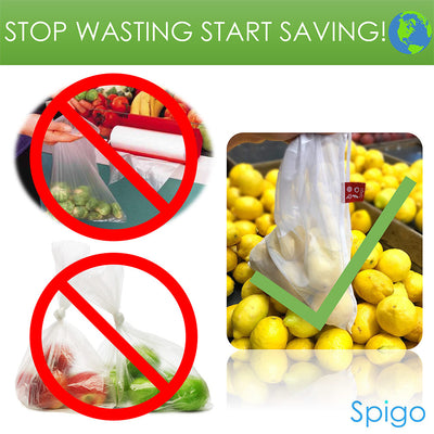 4 of 6:Spigo Reusable and Washable Mesh Produce Bags, 5 Count, 12x14 Inches 