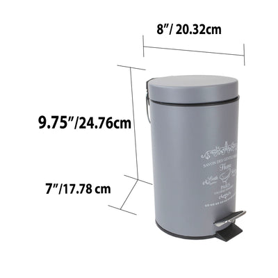 5 of 5:Home Basics Paris 3 Liter Waste Bin, Grey 