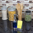 4 of 6:Home Basics Plastic Soap Dispenser with Brushed Steel Top and Sponge Holder, Satin Nickel 