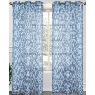 4 of 5:Carmen 2 Pack Morrocan Sheer Grommet Window Panel, 2-38x84 Inches 