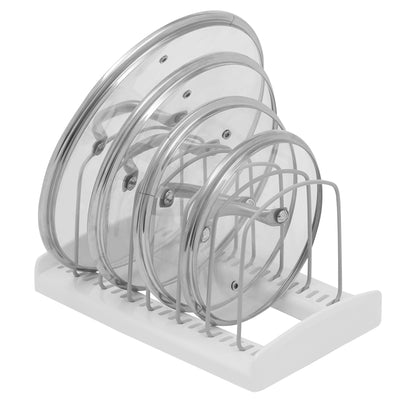 1 of 4:Home Basics Organizador ajustable para tapa y sartén, color blanco 