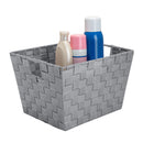 3 of 3:Simplify Papelera de almacenamiento mediana tejida a rayas de lúrex en gris/plateado 