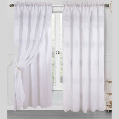 6 of 10:Alice Floral Embroidered Panel With Valance and Backing, 55x84 Inches 