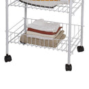 4 of 5:Home Basics 4 Tier Steel Kitchen Trolley, White, 34x14x9 Inches 