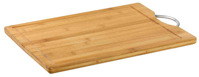 1 of 6:Planche à découper en bambou Home Basics 12 x 16 avec rainure pour jus et poignée en acier inoxydable 