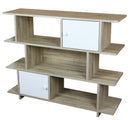 1 of 3:Home Basics 3 Tier Wood Display Book Shelf Organizer Unit with 2 Cabinet Doors (Oak) 
