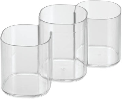 5 of 5:iDesign Clarity Plastic Divided Trio Cup Vanity Bathroom Accessory Organization, 3 Compartments 