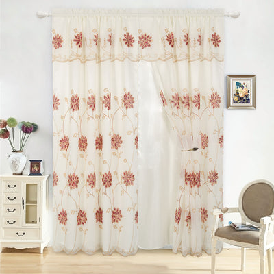 3 of 10:Alice Floral Embroidered Panel With Valance and Backing, 55x84 Inches 